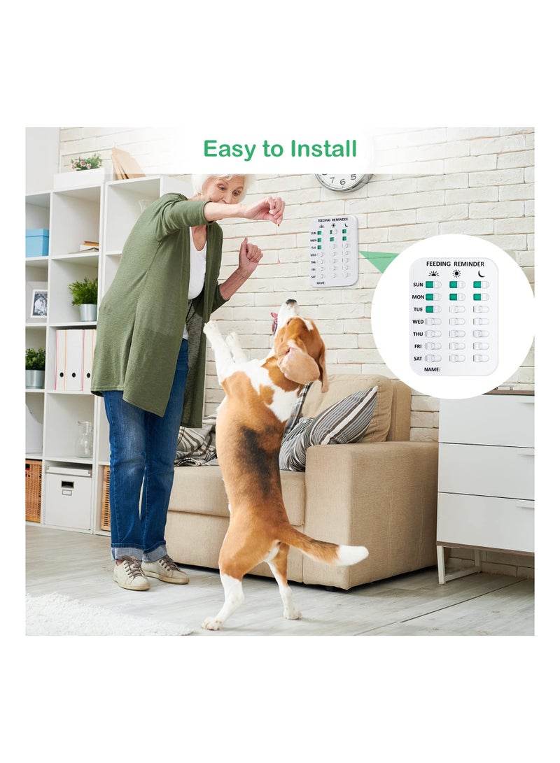 Magnetic Dog Feeding Reminder, 3 Times A Day, Firmly Mount for Avoid Overfeeding, Cat Feeding Reminder Chart Track with Magnets Titles and Double-Sided Adhesive