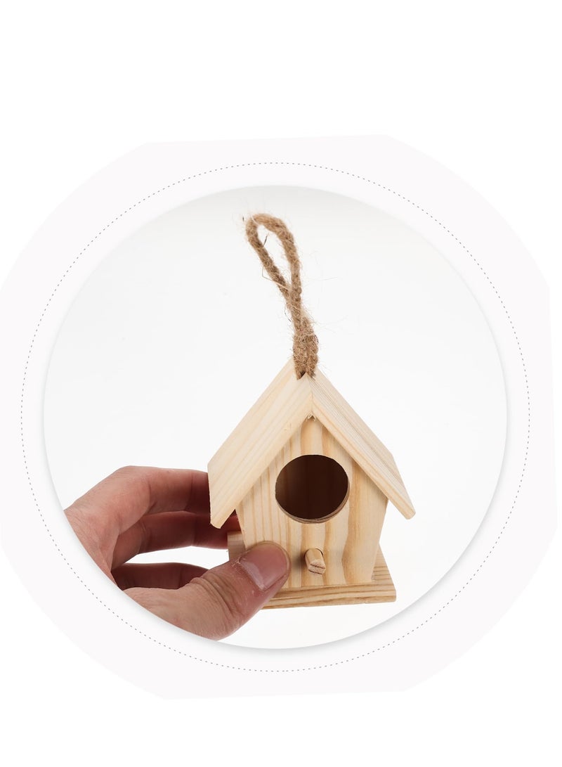 Mini Hanging Wooden Bird Houses, 4 Pcs Charming Cage Ornament Crafts for Garden and Courtyard Decor, Perfect Birdhouses for Outdoor