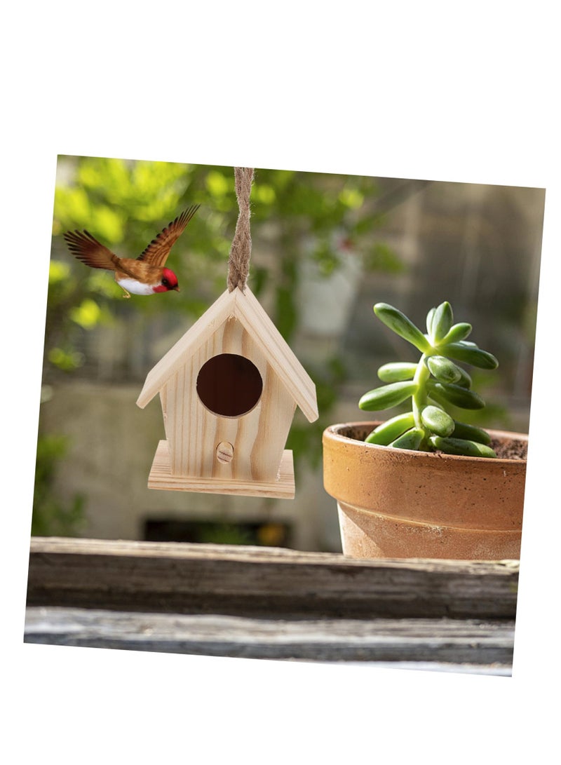 Mini Hanging Wooden Bird Houses, 4 Pcs Charming Cage Ornament Crafts for Garden and Courtyard Decor, Perfect Birdhouses for Outdoor