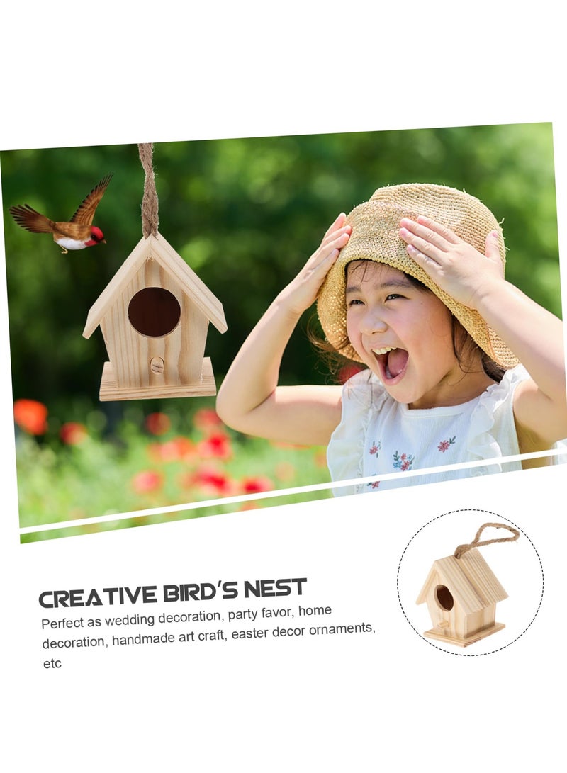 Mini Hanging Wooden Bird Houses, 4 Pcs Charming Cage Ornament Crafts for Garden and Courtyard Decor, Perfect Birdhouses for Outdoor