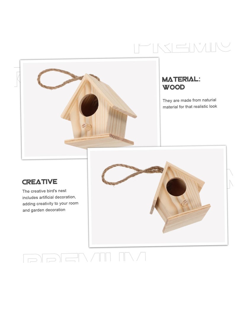 Mini Hanging Wooden Bird Houses, 4 Pcs Charming Cage Ornament Crafts for Garden and Courtyard Decor, Perfect Birdhouses for Outdoor