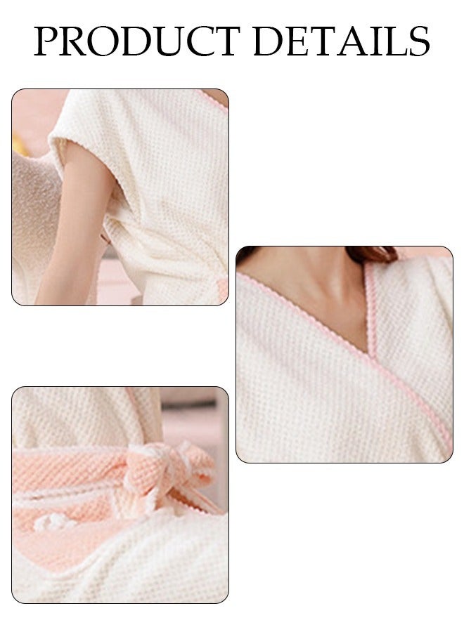 Women's Bath Robe, Wearable Bath Towel with Side Pocket Wrap Shower Wrap Towel Dress Bathrobe Waffle Spa Towel Robes with Adjustable Closure Quick Dry Lightweight Cover Up