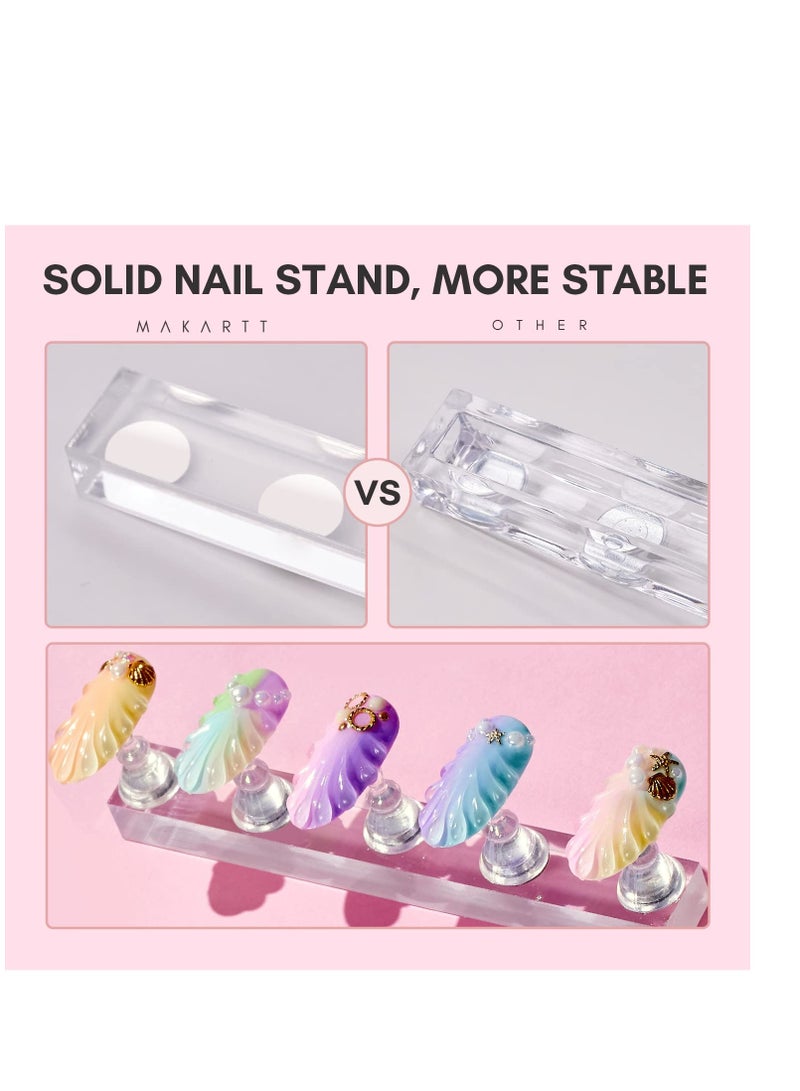 Makartt Nail Stand for Press On Nails Display Practice Art Magnetic Fake Nail Holder for Painting Nails Stand for False Nail Designs with Reusable Putty for Home DIY Beginner Salon Supplies