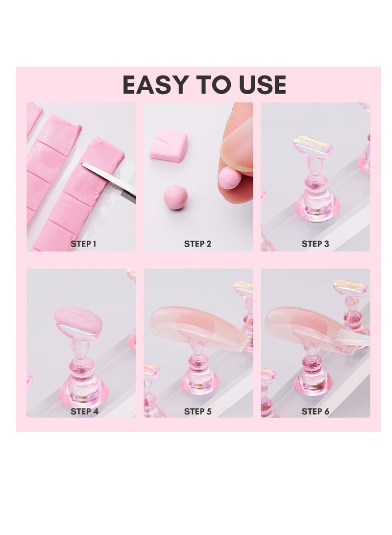 Makartt Nail Stand for Press On Nails Display Practice Art Magnetic Fake Nail Holder for Painting Nails Stand for False Nail Designs with Reusable Putty for Home DIY Beginner Salon Supplies