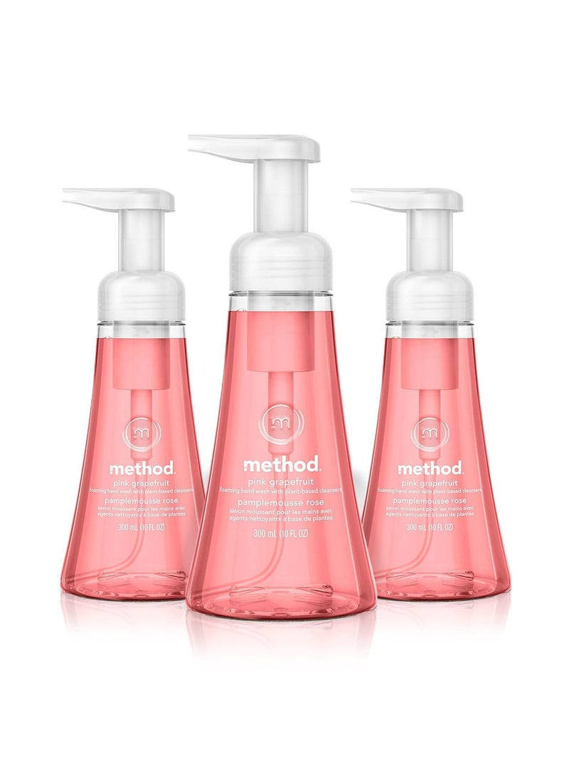 Method Foaming Hand Soap, Pink Grapefruit, 10 fl oz, Biodegradable Formula, (Pack of 3)