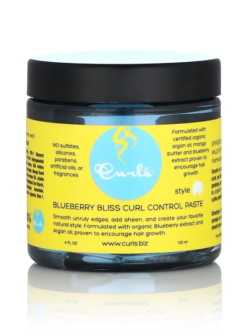 Curls Blueberry Bliss Control Paste - 4 fl oz, For Wavy, Curly, and Coily Hair Types, Smoothes Out and Slicks Down Edges, Tames Frizz & Adds Sheen