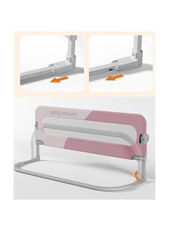 Bed Rails for Toddlers-Foldable Baby Bed Rails Guard,Kids'Bed Rails Guards,Safety Bed Fence Protector Rail,Adjustable Heights&Swing Down Bed Guard Rail for Queen King Twin Bunk (1.5m-pink)