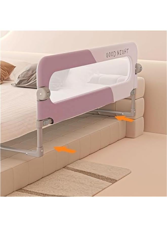 Bed Rails for Toddlers-Foldable Baby Bed Rails Guard,Kids'Bed Rails Guards,Safety Bed Fence Protector Rail,Adjustable Heights&Swing Down Bed Guard Rail for Queen King Twin Bunk (1.5m-pink)