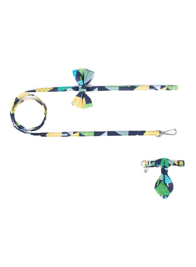 Cloth Art Dog Collar With Belt Blue/Yellow/Green