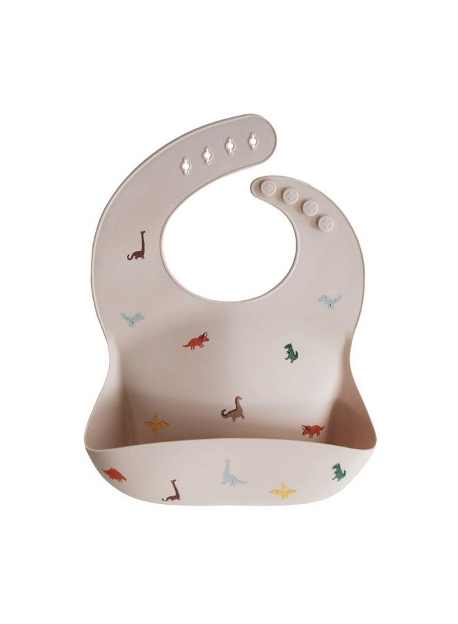 Silicone Baby Bib ; Adjustable Fit Waterproof Bibs (Dinosaurs)