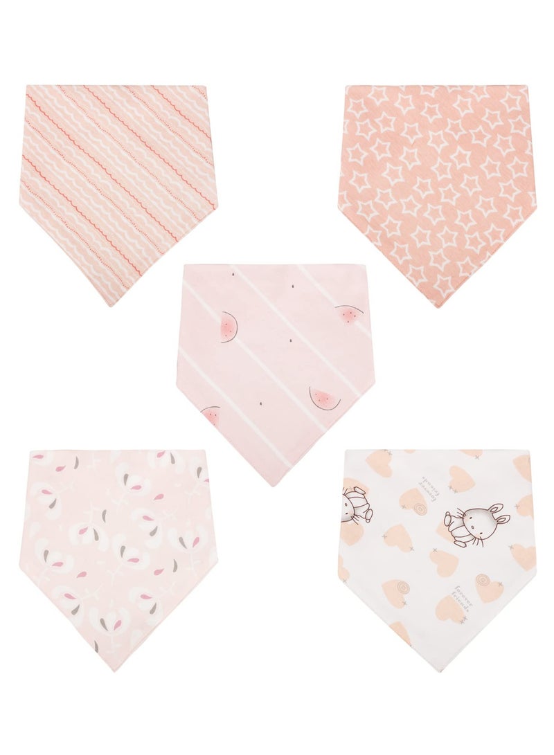 Baby Bandana Dribble Bibs, Stylish Triangle Drooling Bibs for Boys and Girls, 100% Cotton Baby Bibs for Newborn and Toddlers, Soft and Absorbent Bibs with Adjustable Snaps(set of 5)