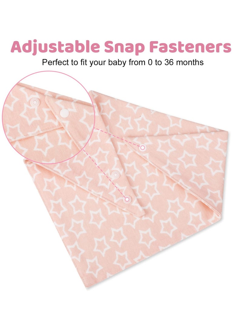 Baby Bandana Dribble Bibs, Stylish Triangle Drooling Bibs for Boys and Girls, 100% Cotton Baby Bibs for Newborn and Toddlers, Soft and Absorbent Bibs with Adjustable Snaps(set of 5)