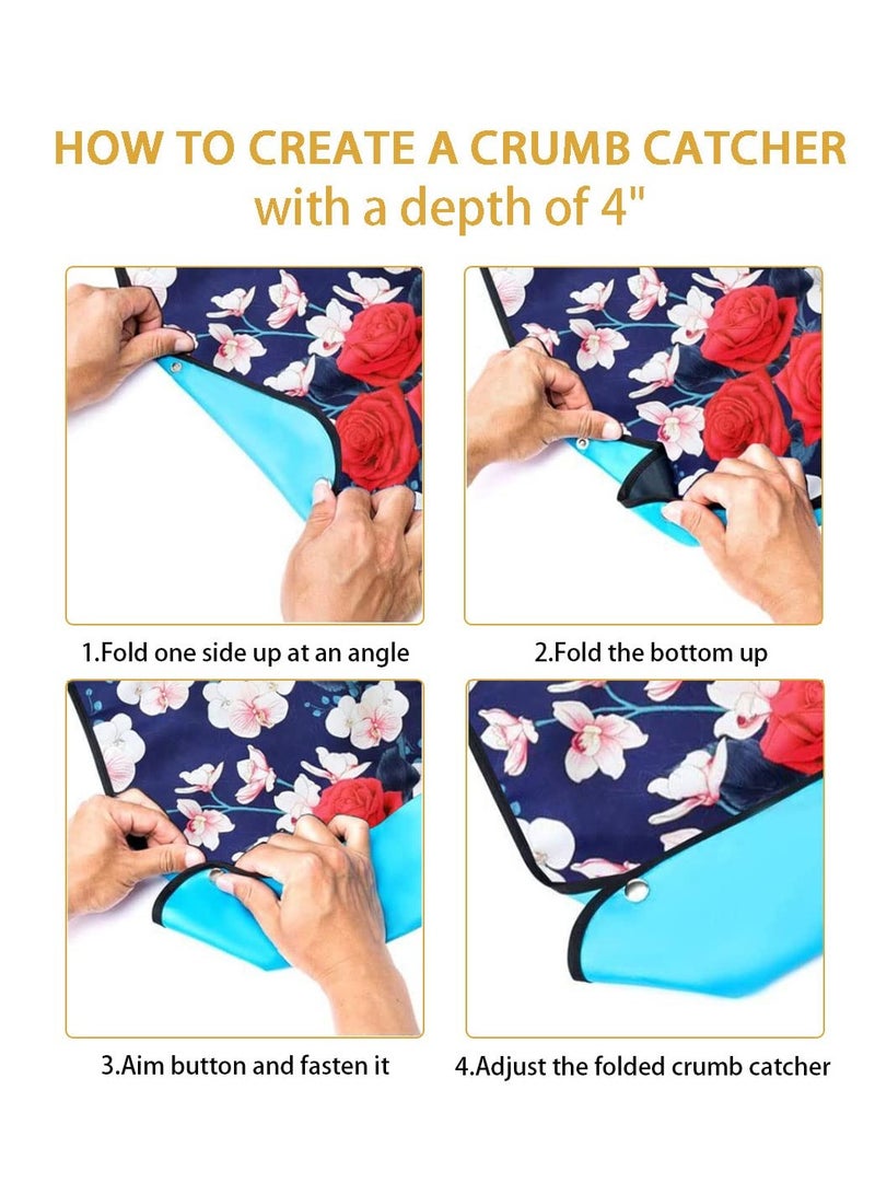 Waterproof Washable Adult Bibs for Elderly Women, Reusable Large Adult Bibs for Eating with Snaps, Feeding Bibs for Adults Senior Citizens with Crumb Catcher, Designed for Comfort and Convenience