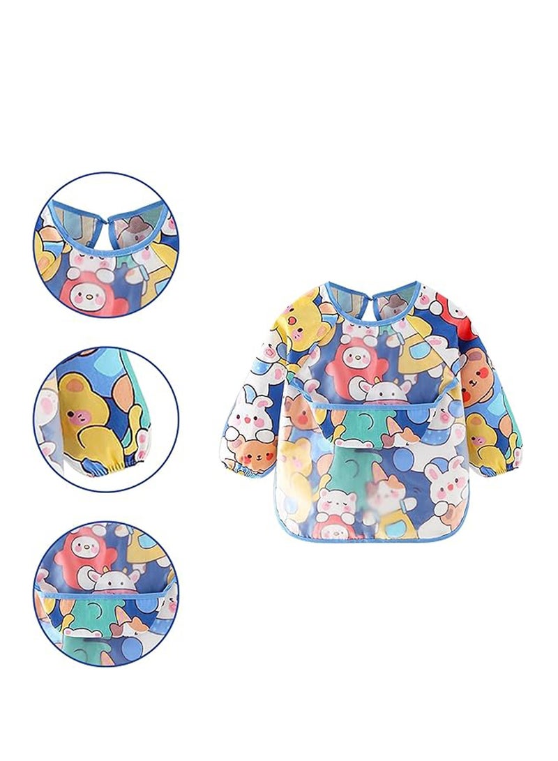 Long Sleeves Baby Bibs, Waterproof Toddler Weaning Bibs, Coverall Baby Bibs for Baby Feeding, with Pocket 9-36 Months, Infants Eating and Painting