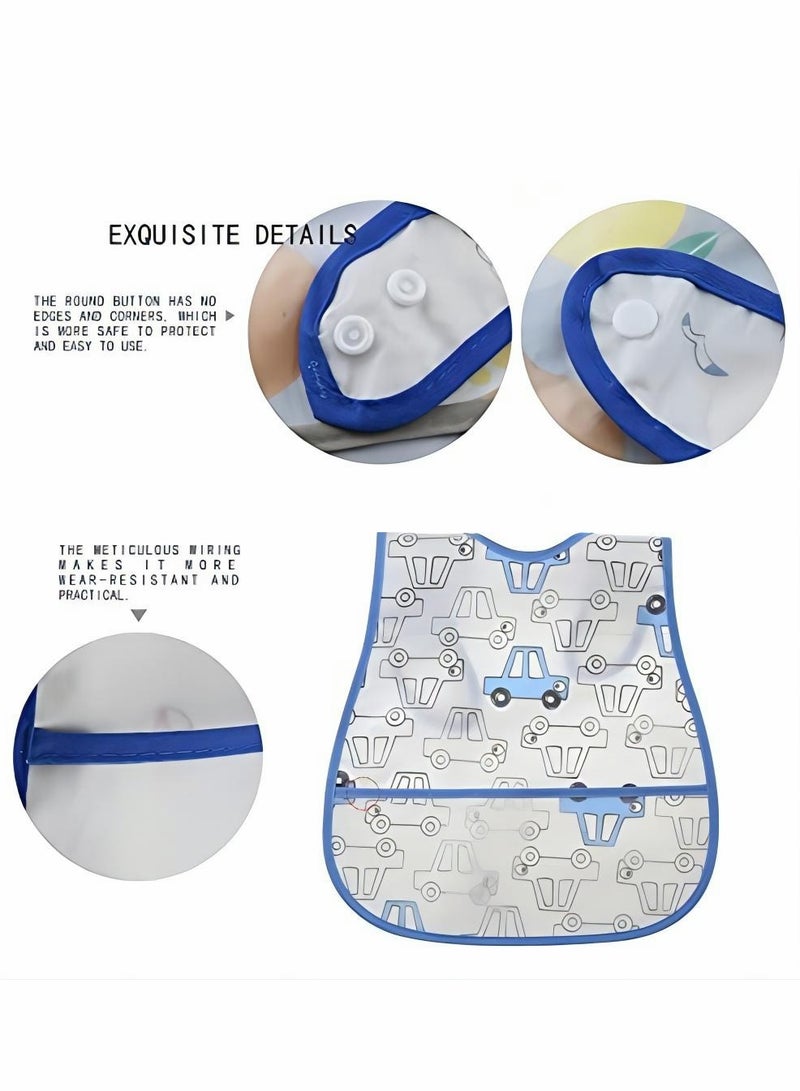 Long Sleeve Bibs for Baby, 4 Pcs Waterproof Baby Bibs, Toddler Sleeved Bib Baby Smock for Eating Feeding, Toddler Baby Bibs for 6-36 Months