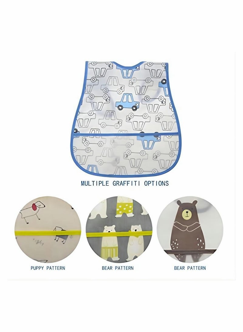 Long Sleeve Bibs for Baby, 4 Pcs Waterproof Baby Bibs, Toddler Sleeved Bib Baby Smock for Eating Feeding, Toddler Baby Bibs for 6-36 Months