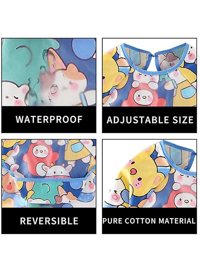 Long Sleeves Baby Bibs, Waterproof Toddler Weaning Bibs, Coverall Baby Bibs for Baby Feeding, with Pocket 9-36 Months, Infants Eating and Painting