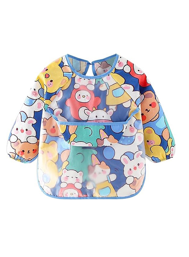 Long Sleeves Baby Bibs, Waterproof Toddler Weaning Bibs, Coverall Baby Bibs for Baby Feeding, with Pocket 9-36 Months, Infants Eating and Painting