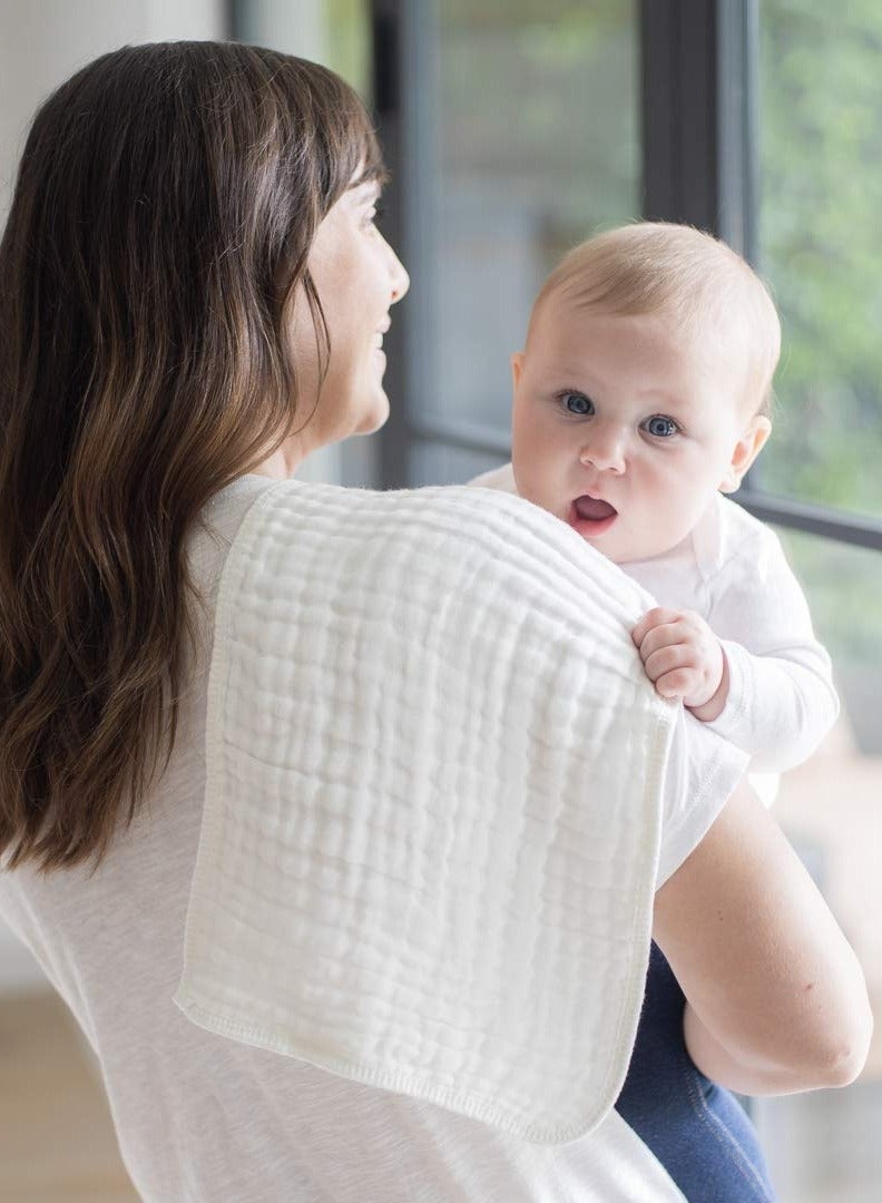 Muslin Burp Cloths 6 Pack Large Cotton Hand Washcloths Layers Extra Absorbent and Soft by Comfy Cubs (White, of 6)