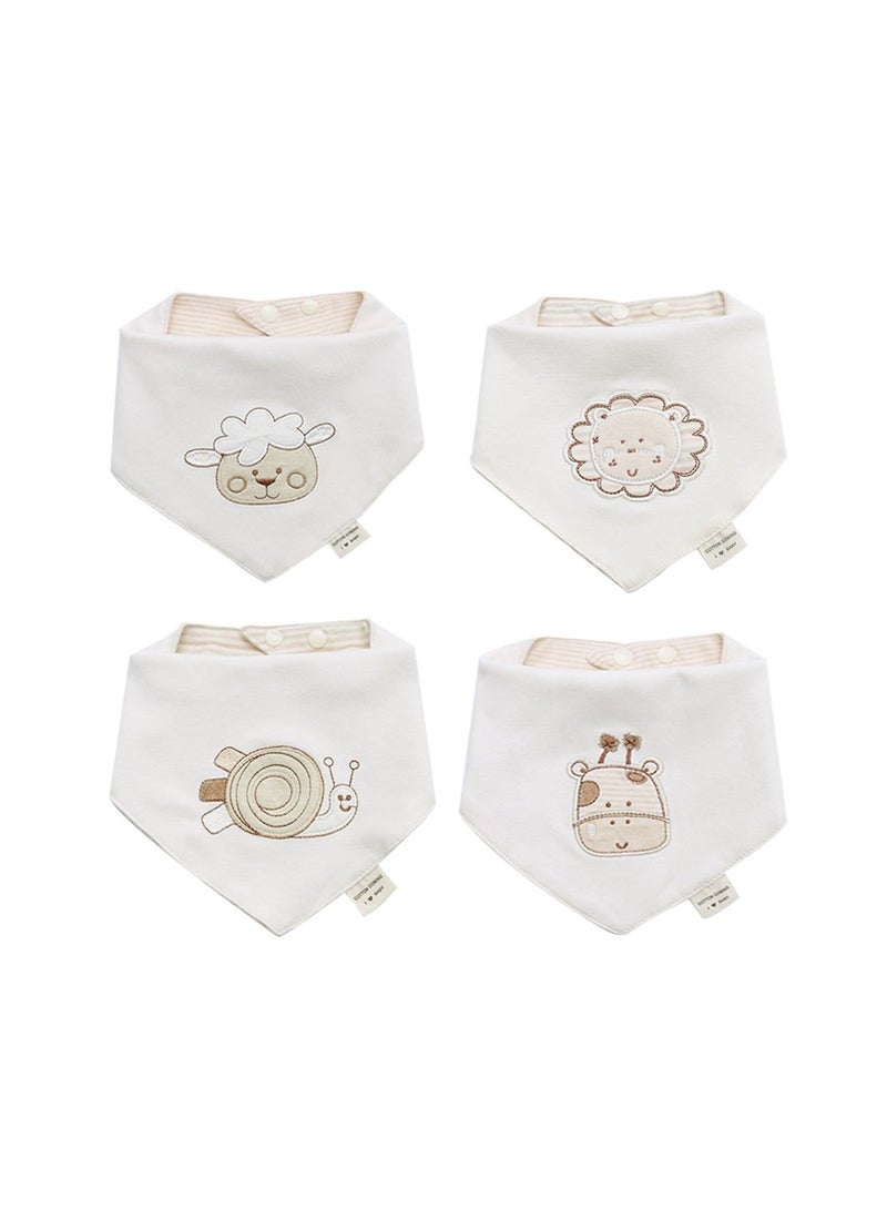 SYOSI, 4 Pack Baby Bandana Dribble Bibs, Organic Cotton Feeding Adjustable Animal Pattern Gift for Newborn