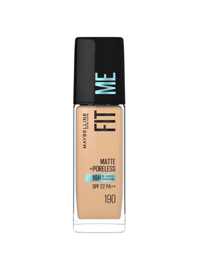 Fit Me Matte & Poreless Foundation 16H Oil Control with SPF 22 - 190