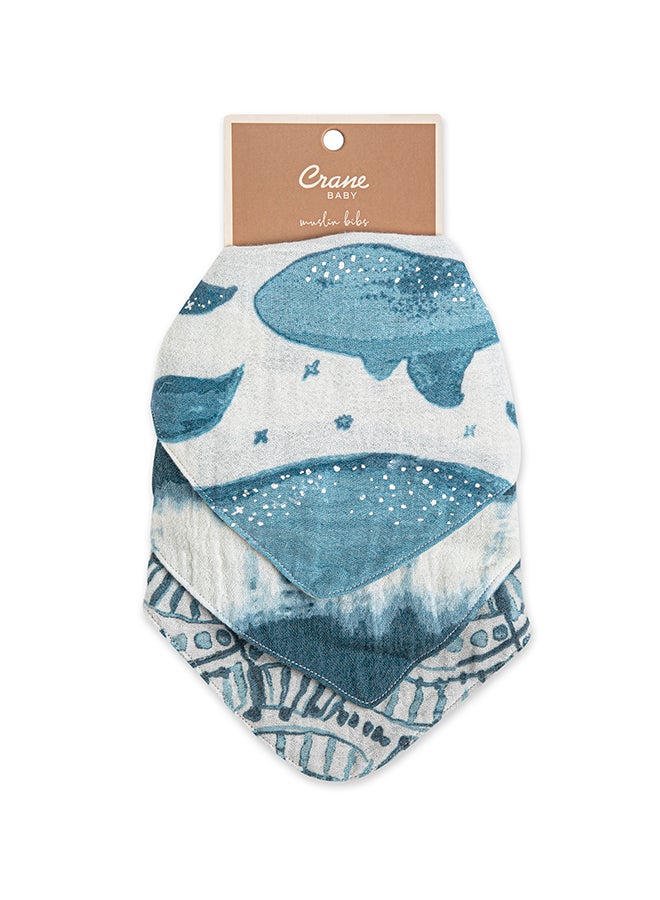 3 Pieces Caspian Muslin Bib Set, One Size