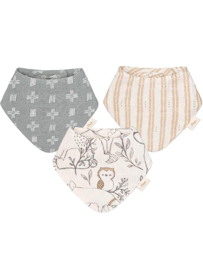 3 Pieces Ezra Muslin Bib Set, One Size