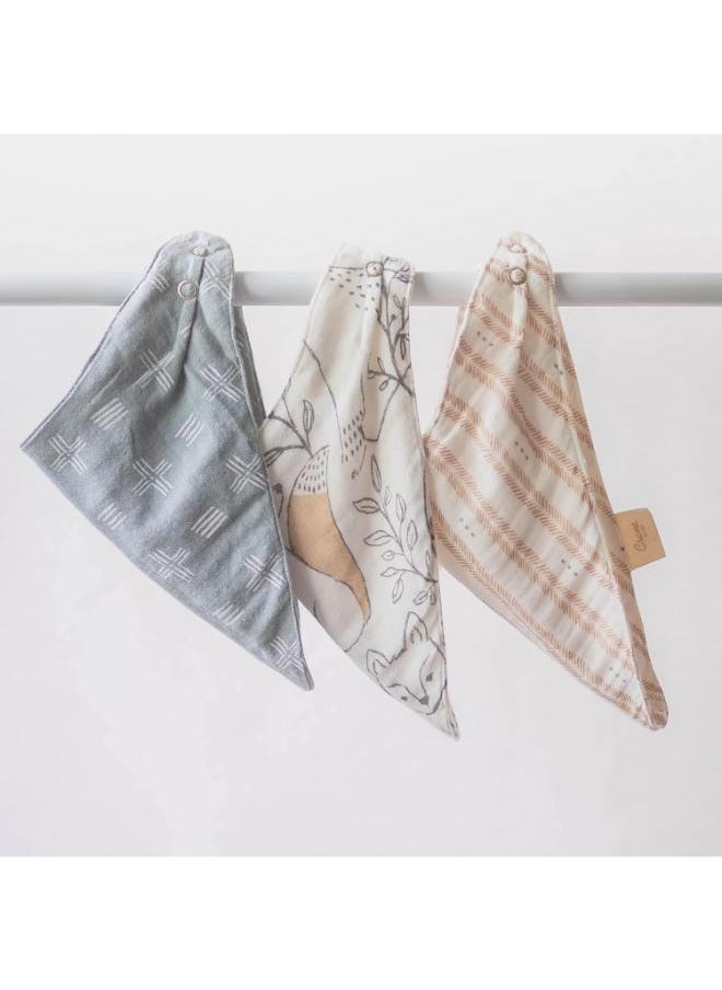3 Pieces Ezra Muslin Bib Set, One Size