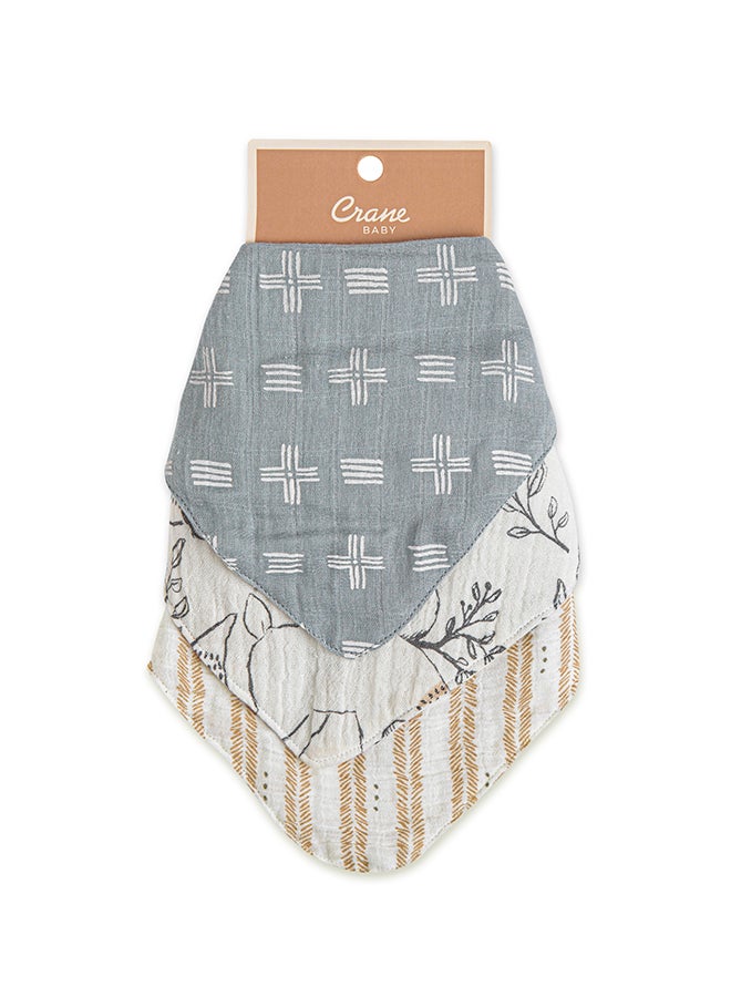3 Pieces Ezra Muslin Bib Set, One Size