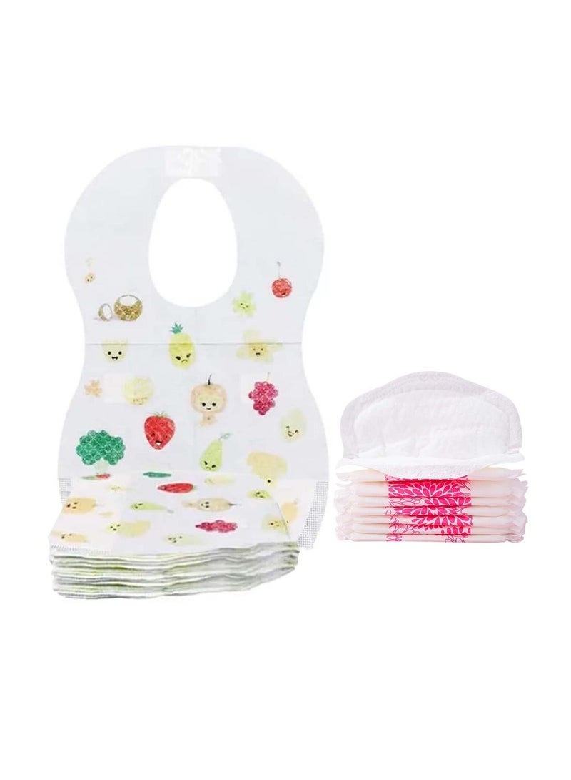 Star Babies Combo Pack (Disposable Bibs Pack of 50, Disposable Breast Pad Pack of 50)-Fruits