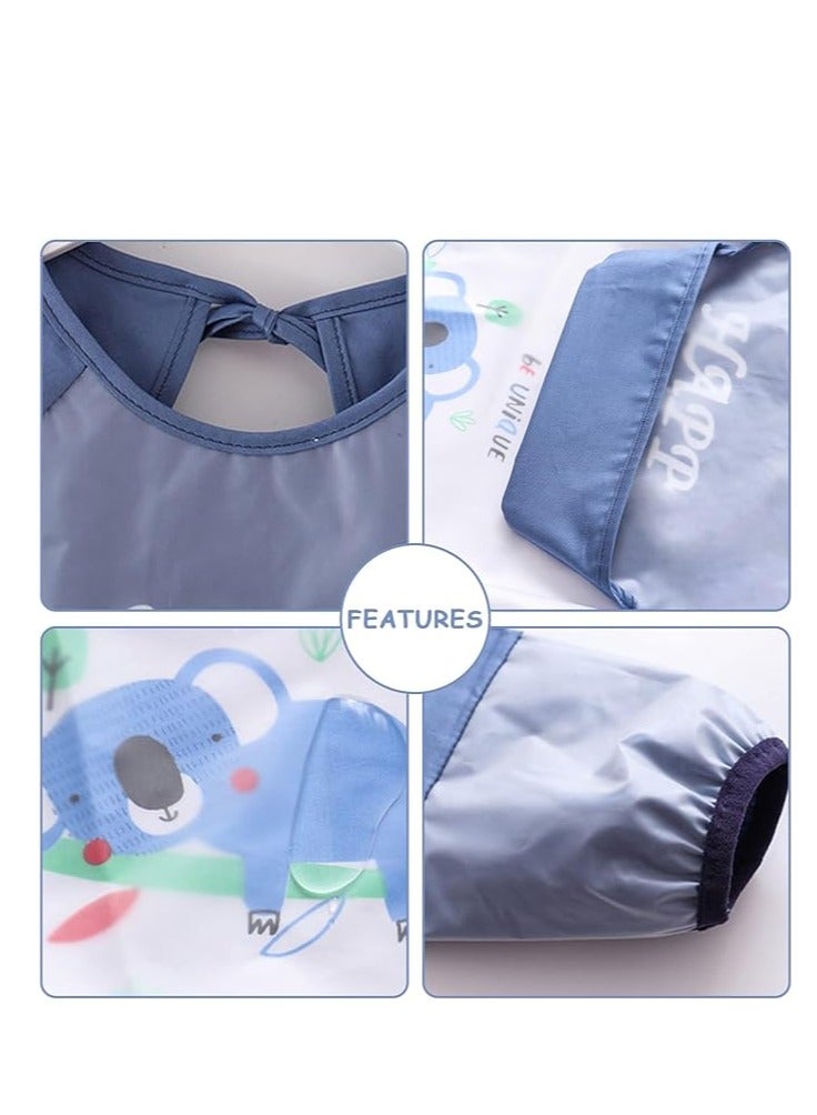 Baby Bibs with Sleeves Waterproof Feeding Bibs, 3 Pcs Unisex Baby Bibs, Waterproof Bib for Toddlers, Machine Washable for Nursing Eating Playing Painting 6 Months to 3 Years Old