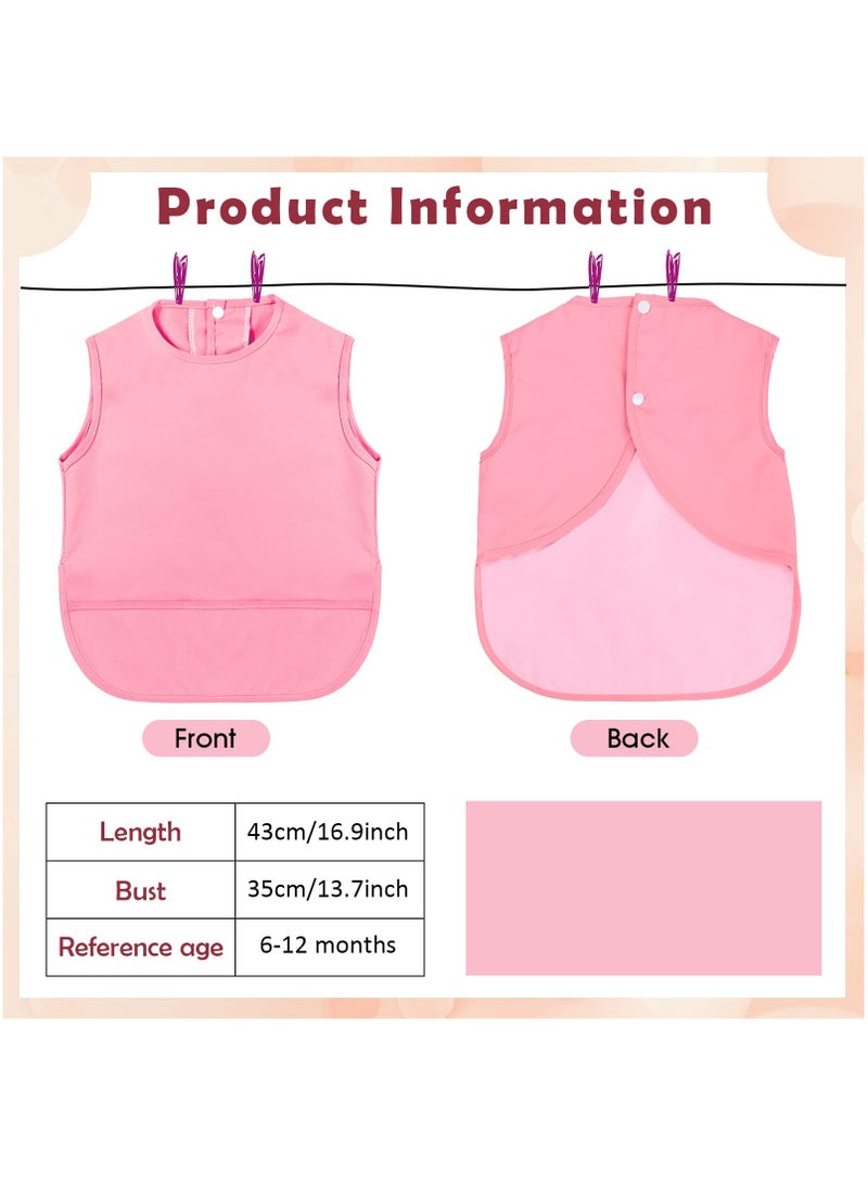 Mess Proof Baby Apron Bib 4 Pack Baby Waterproof Bibs with Pocket Bib for Baby Boy or Girl Baby Food Bibs Smock Baby Feeding Bibs 6 to 12 Months Baby Feeding Bibs