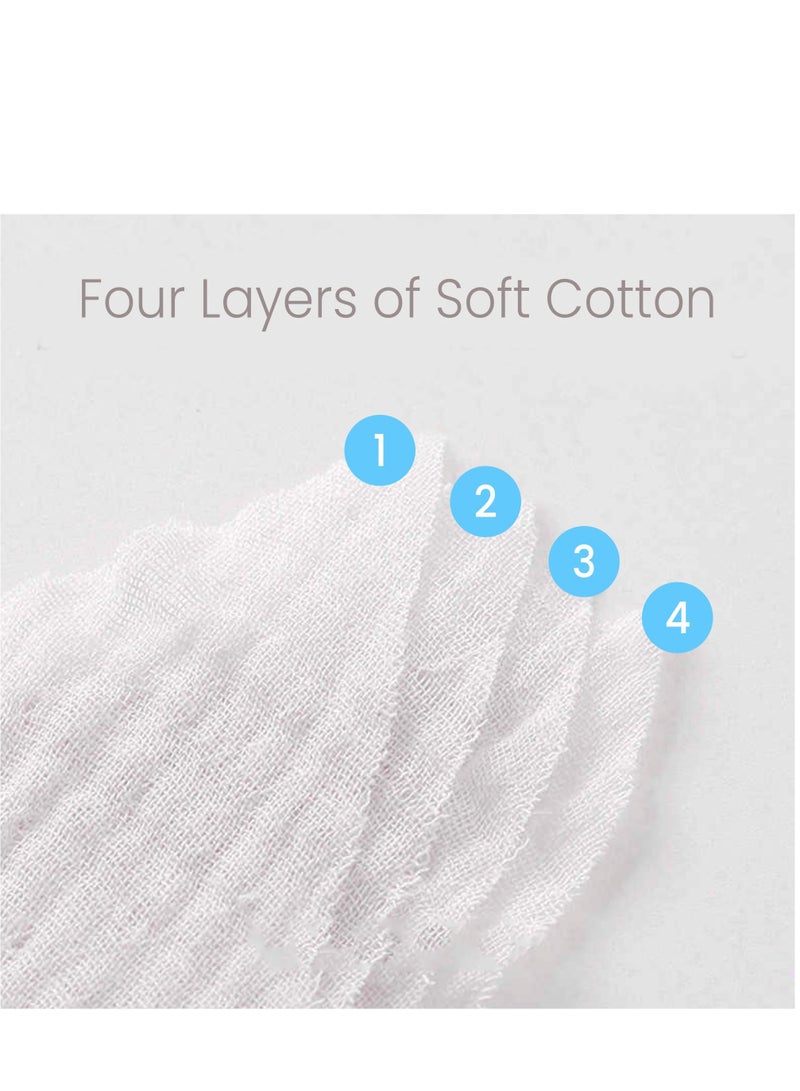 Muslin Baby Bibs, 4 Pieces Baby Drool Bibs Lap-shoulder Drool Cloths, Adjustable Multi-Use Scarf Bibs, 4 Layer 100% Organic Cotton With Super Absorbent & Soft Drooling Breathable Bibs for Boys Girls