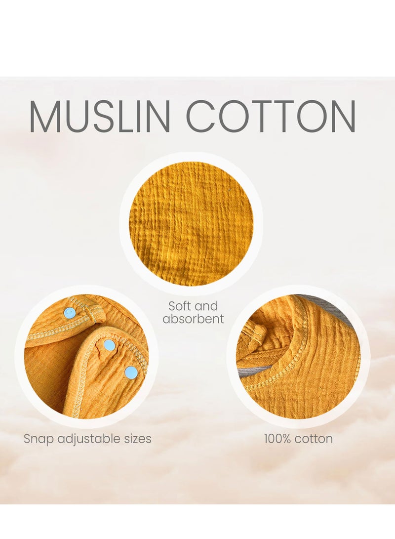 Muslin Baby Bibs, 4 Pieces Baby Drool Bibs Lap-shoulder Drool Cloths, Adjustable Multi-Use Scarf Bibs, 4 Layer 100% Organic Cotton With Super Absorbent & Soft Drooling Breathable Bibs for Boys Girls
