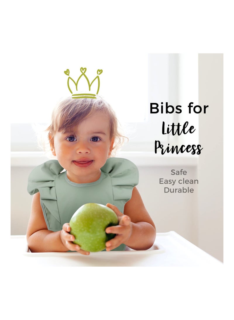 Baby Bib, Silicone Baby Bib, 3 PCS Waterproof Baby Bib, Washable Toddler Bibs, Easy Wipe Baby Feeding Bibs