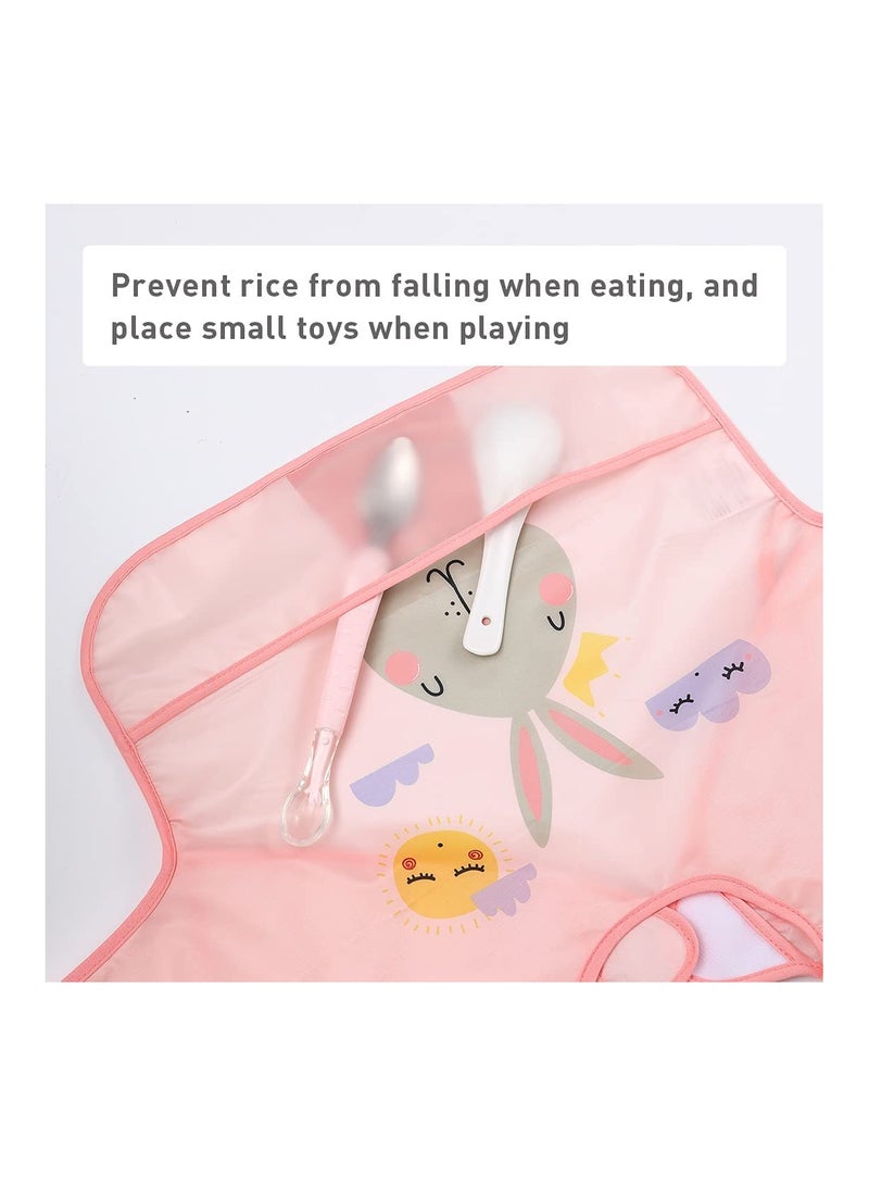 3 Pcs Long Sleeve Baby Bibs, Unisex Waterproof Feeding Bibs Smock Apron Set for 6-24 Months Infant Child Toddler