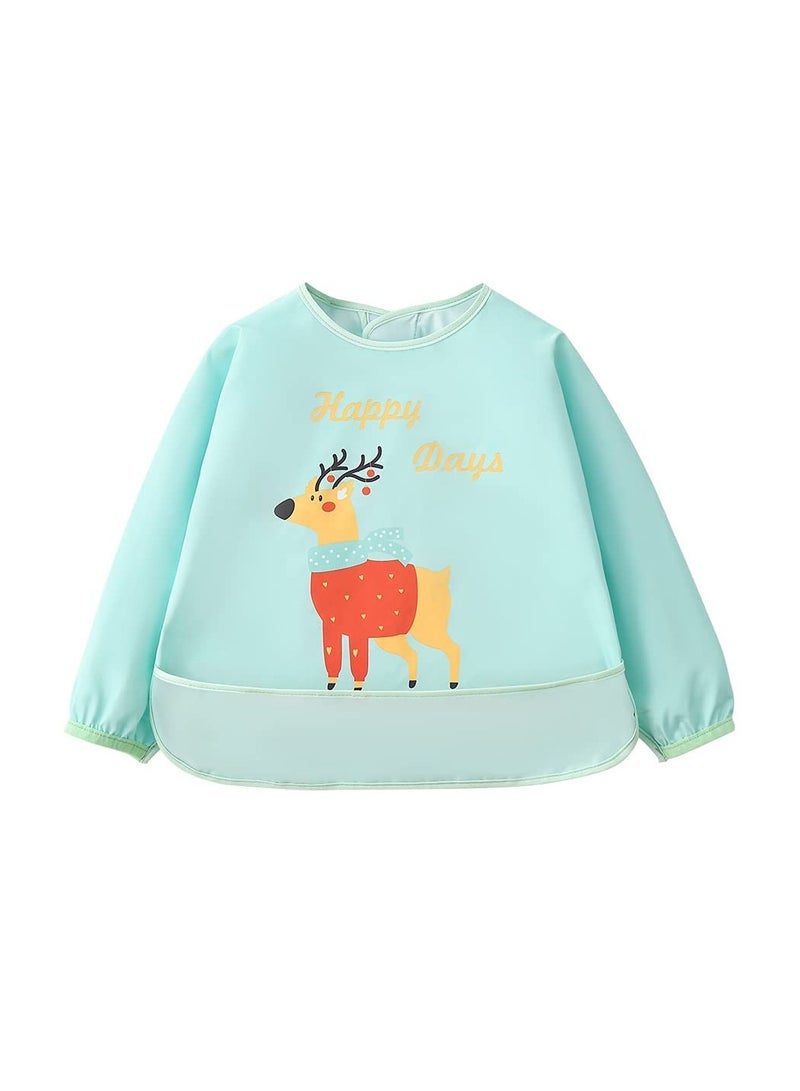 3 Pcs Long Sleeve Baby Bibs, Unisex Waterproof Feeding Bibs Smock Apron Set for 6-24 Months Infant Child Toddler