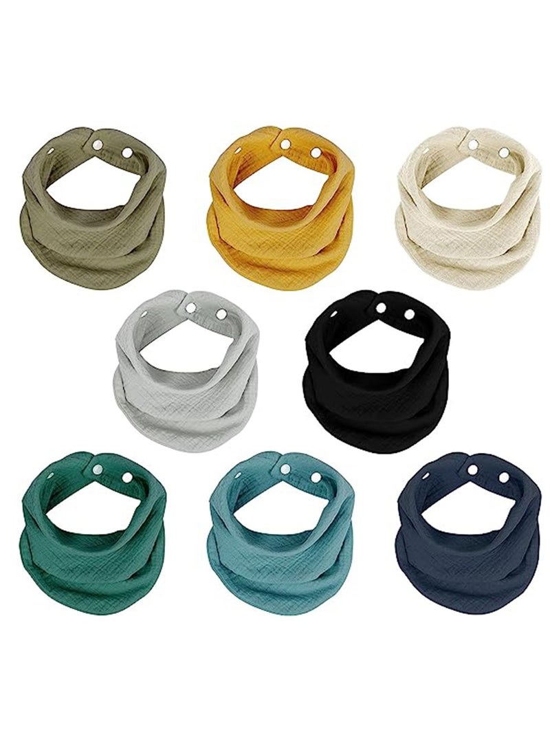 Baby Bibs, Muslin Bandana Organic Drool Bibs for Neutral Boy Girl, Unisex Baby Bibs Soft and Absorbent for Newborns 8 Pcs