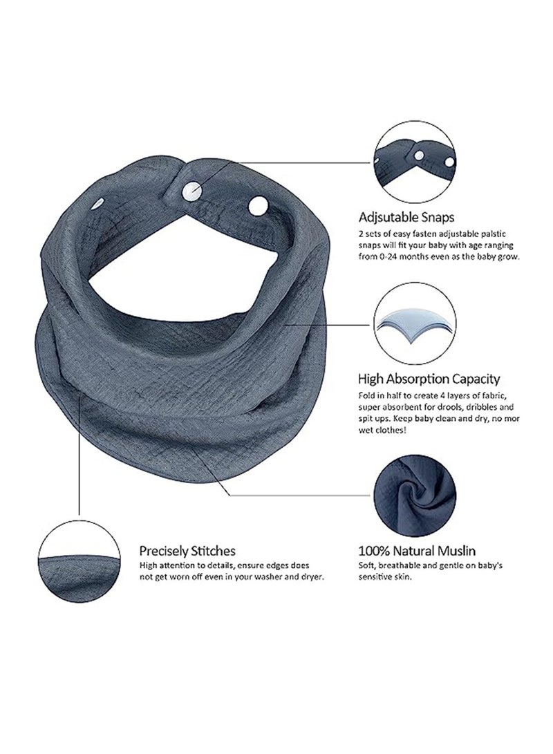 Baby Bibs, Muslin Bandana Organic Drool Bibs for Neutral Boy Girl, Unisex Baby Bibs Soft and Absorbent for Newborns 8 Pcs