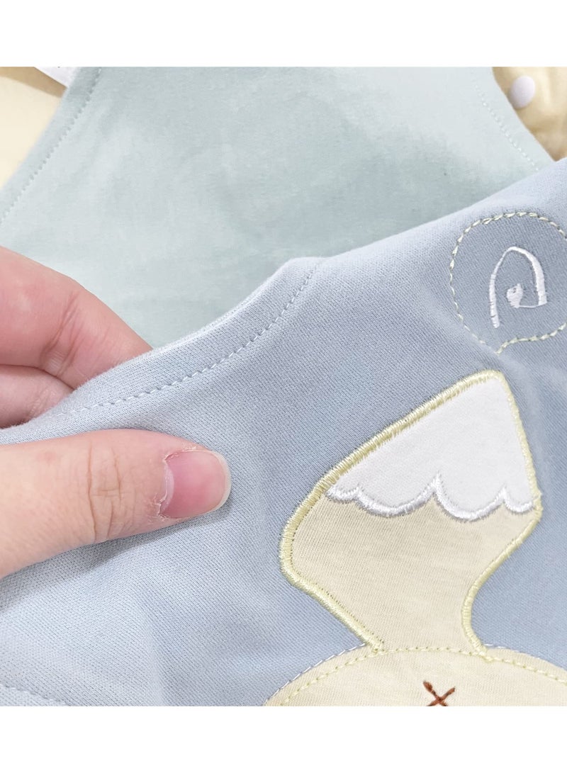 5 Pack Baby Bandana Bibs Embroidery Animal Tails Cotton Drool Bibs for Baby Boys Girls Bandana Scarf Bib with Snaps