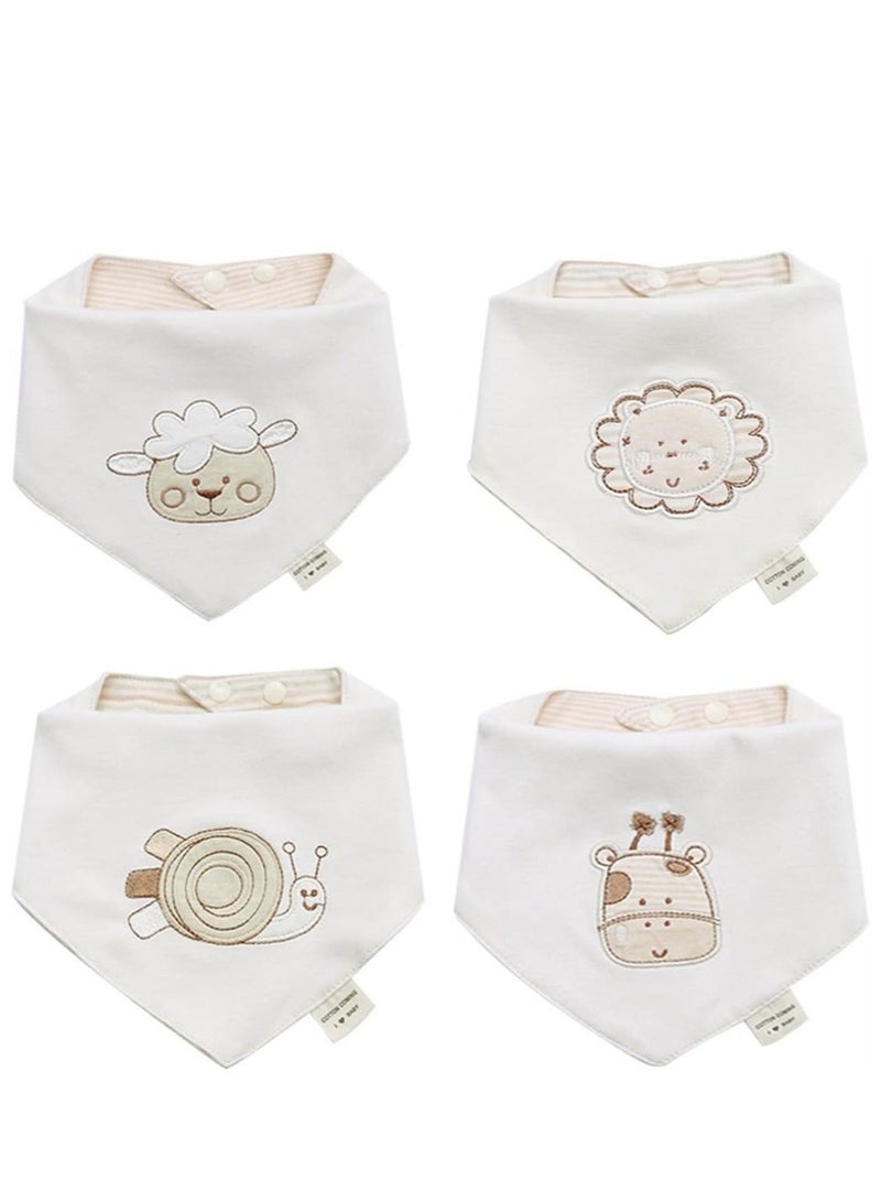 Baby Drool Bibs 4 Pack Baby Drool Bandana Bibs 100% Organic Cotton Super Absorbent Soft Drooling Bibs Breathable Baby Bandana Bibs for Boys and Girls, Plain Colors