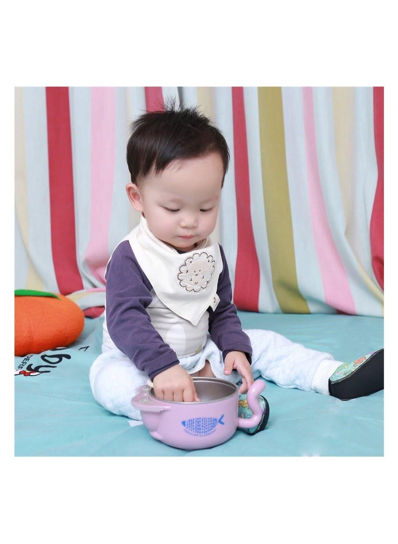 Baby Drool Bibs 4 Pack Baby Drool Bandana Bibs 100% Organic Cotton Super Absorbent Soft Drooling Bibs Breathable Baby Bandana Bibs for Boys and Girls, Plain Colors