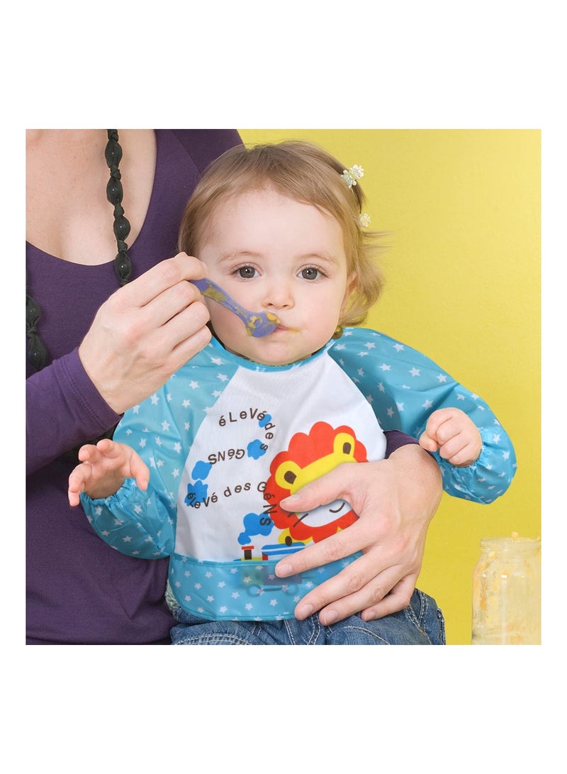 Long Sleeve Baby Bibs, Waterproof Sleeved Bib, Baby Toddler Bibs Smock for 6-36 Months