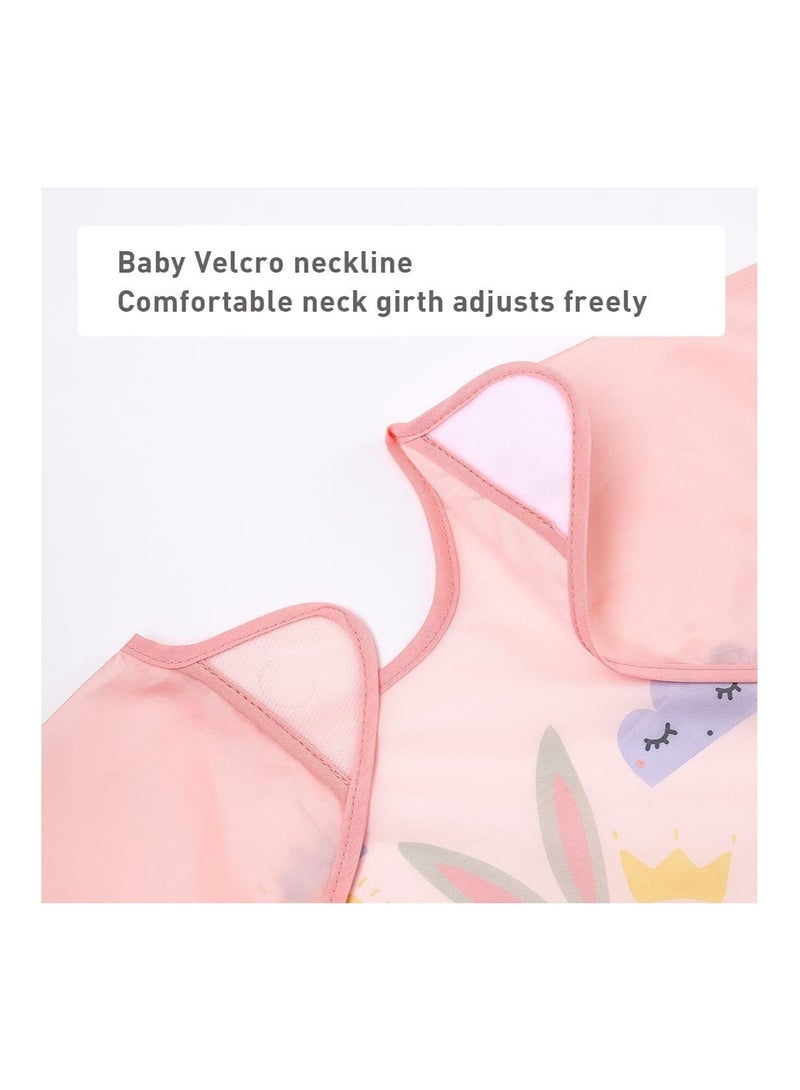 3 Pcs Long Sleeve Baby Bibs, Unisex Waterproof Feeding Bibs Smock Apron Set for 6-24 Months Infant Child Toddler