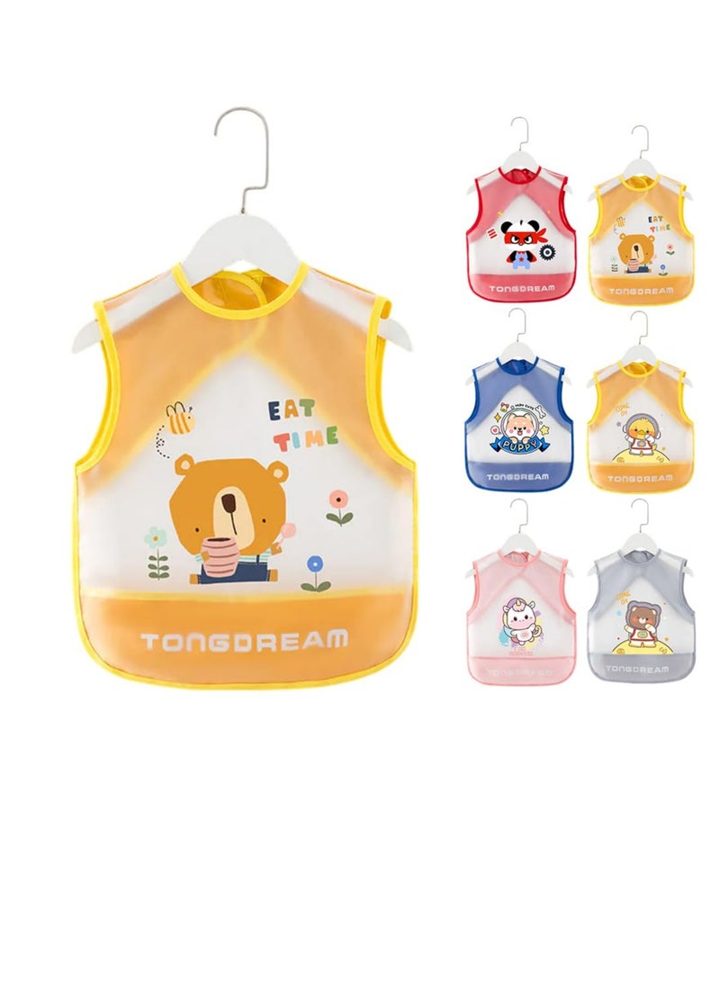 Adjustable Kids Bib, 6 Pack Toddler Bibs for Age 0-4  Kids, Silicone Bibs for Baby Girls or Boys, Adjustable Waterproof Bib, Multifunctional Bibs for Feeding, Teething Drooling