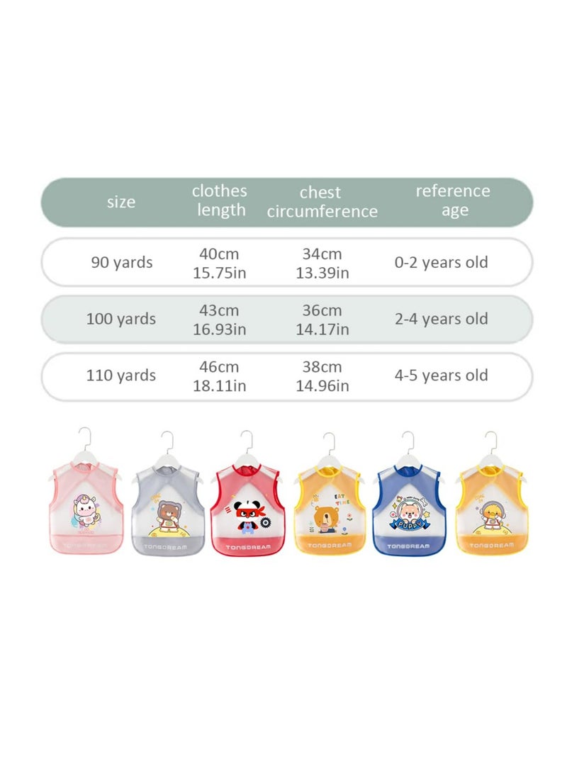 Adjustable Kids Bib, 6 Pack Toddler Bibs for Age 0-4  Kids, Silicone Bibs for Baby Girls or Boys, Adjustable Waterproof Bib, Multifunctional Bibs for Feeding, Teething Drooling