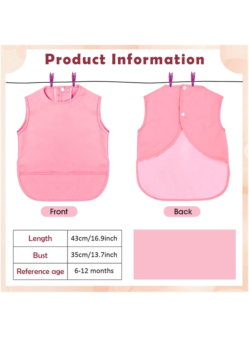 Mess Proof Baby Apron Bib 4 Pack Baby Waterproof Bibs with Pocket Bib for Baby BoyGirl Baby Food Bibs Smock Baby Feeding Bibs 6 to 12 Months Baby Feeding Bibs 4 Colors