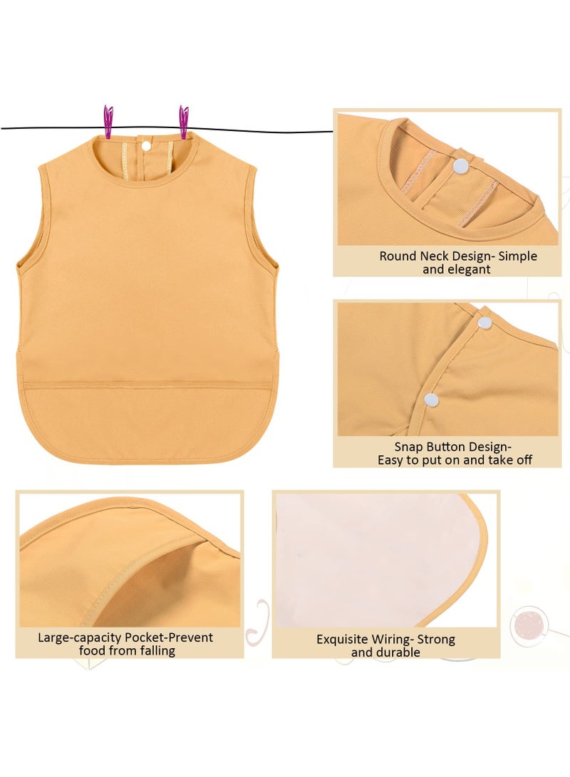 Mess Proof Baby Apron Bib 4 Pack Baby Waterproof Bibs with Pocket Bib for Baby BoyGirl Baby Food Bibs Smock Baby Feeding Bibs 6 to 12 Months Baby Feeding Bibs 4 Colors