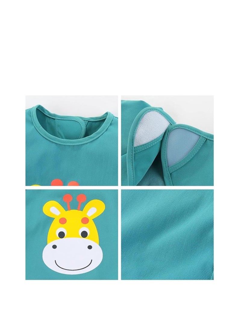 3 Pack Baby Bibs, Sleeveless Sleeve Bibs, Toddler Bibs Baby Feeding Bib Set with Crumb Catcher Pocket, Unisex Washable Adjustable Apron Little Kids Soft Protection Clothes 6-12 Months