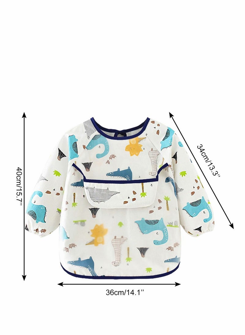 Baby Waterproof Sleeved Bib, Long Sleeve for Toddler, 3 Pack Infant Art Smock Apron 6-36 Months
